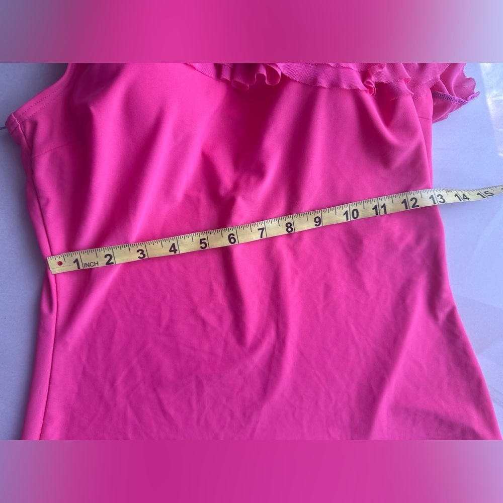Be Creative swim top Women's Pink One-Shoulder Ruffle Top size 12 - Picture 10 of 16
